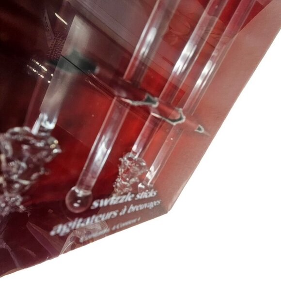 Pier One Glass Swizzle Sticks With Decorative Christmas Tree Tops Set Of 4 Xmas - Picture 5 of 10